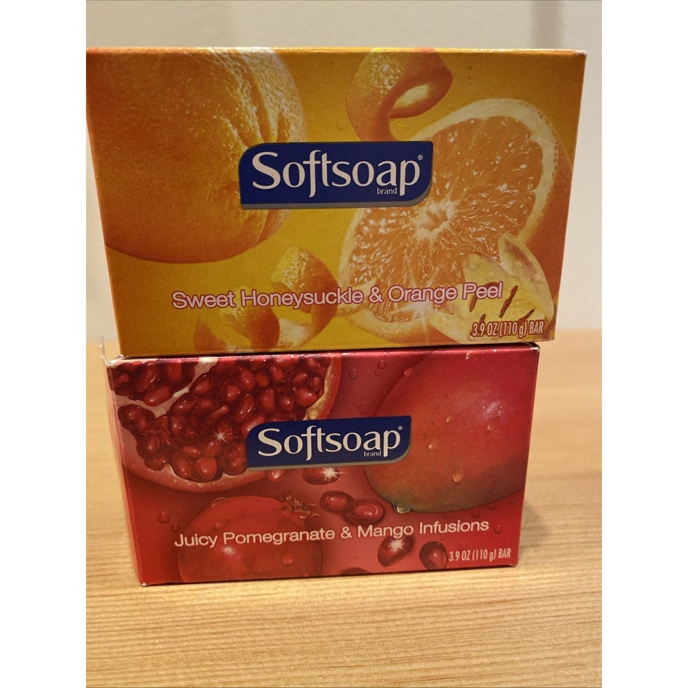 Lot of 2 Rare Softsoap Bar Soap Sweet Honeysuckle Orange Peel‎ Juicy Pomegranate
